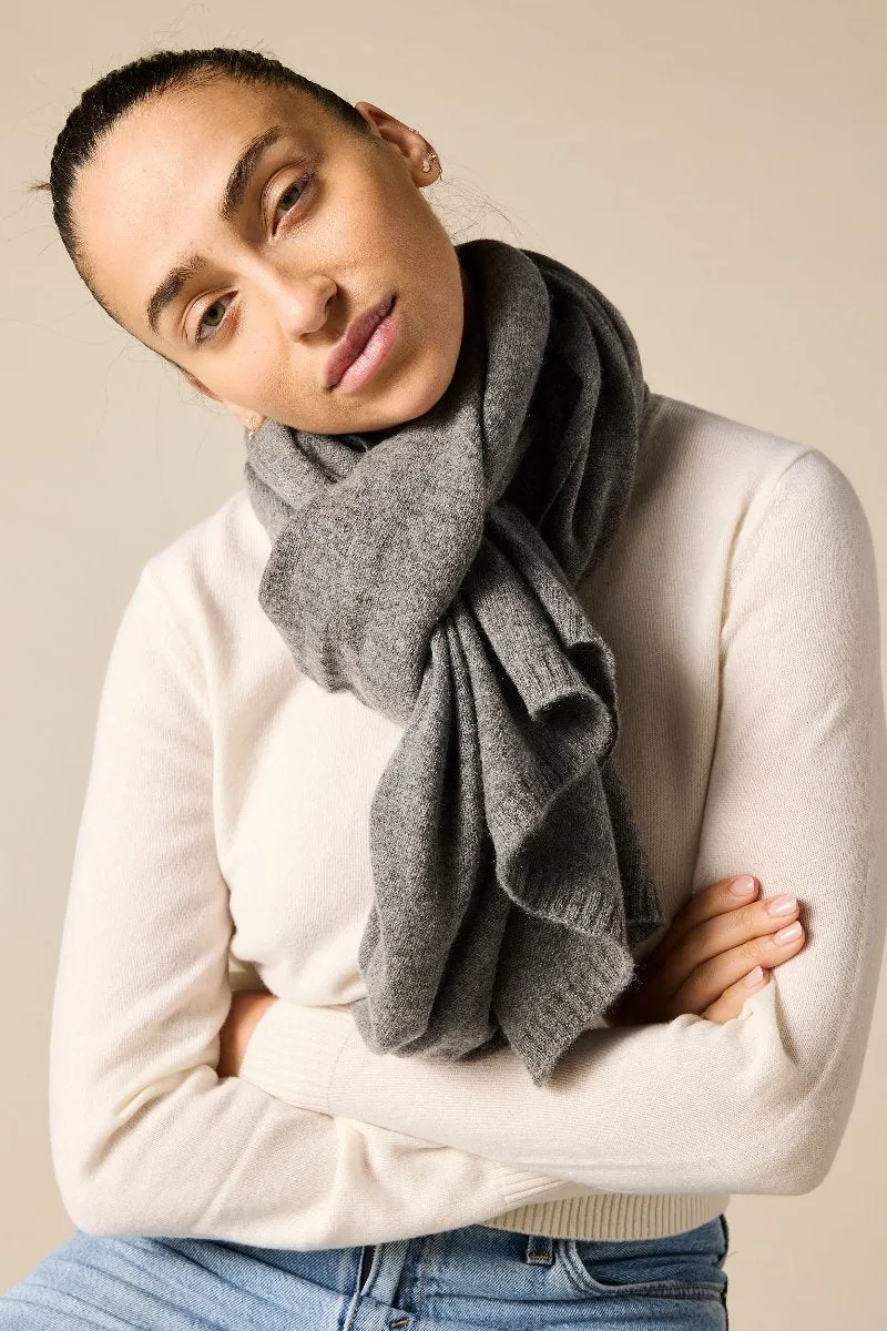 100% Cashmere Scarf in Charcoal Marle Grey (new delivery arriving soon)