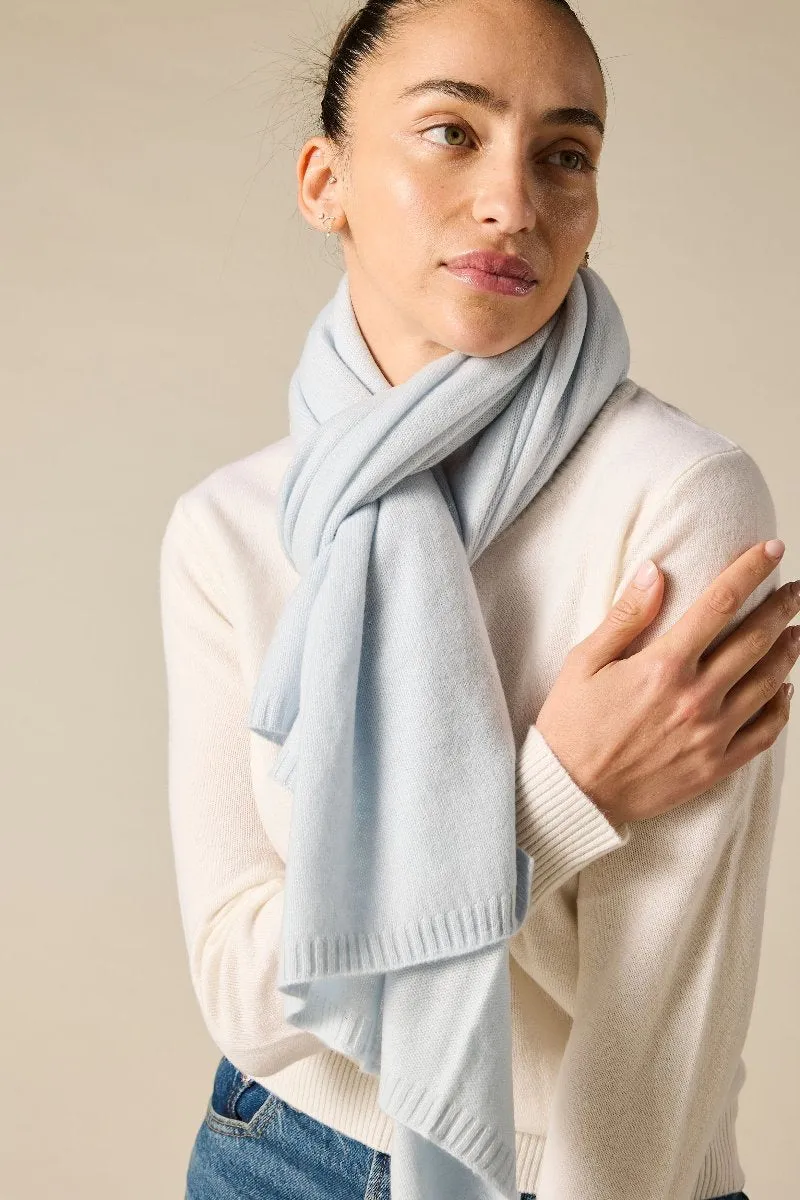 100% Cashmere Scarf in Ice Blue