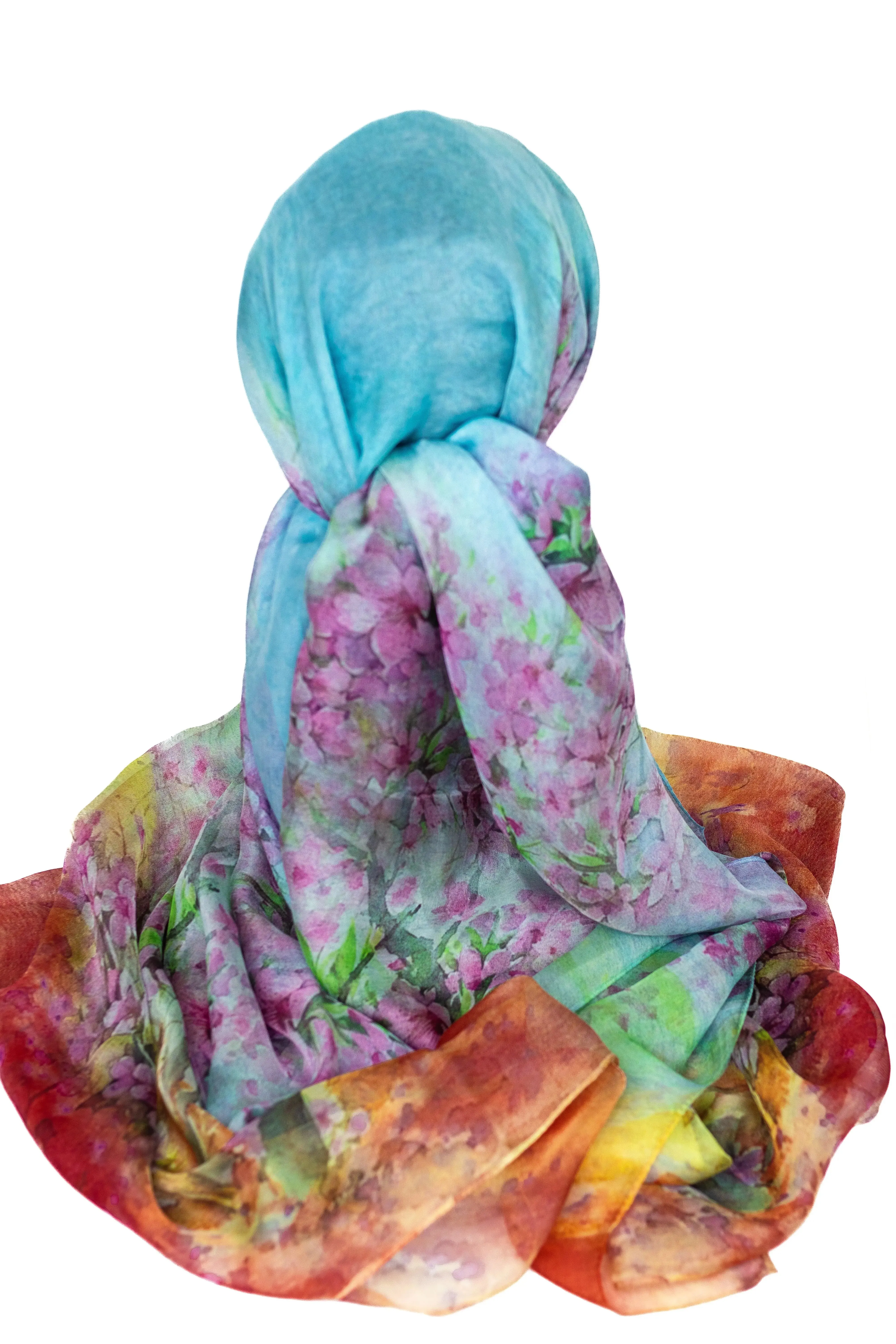 100% Pure Mulberry Silk, Sheer Rectangular Headscarves