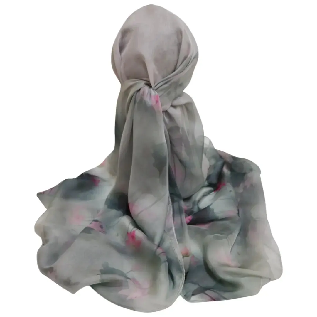 100% Pure Mulberry Silk, Sheer Rectangular Headscarves