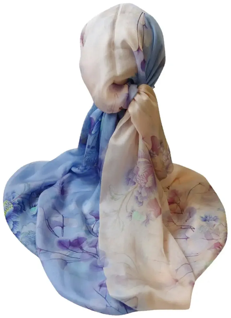 100% Pure Mulberry Silk, Sheer Rectangular Headscarves