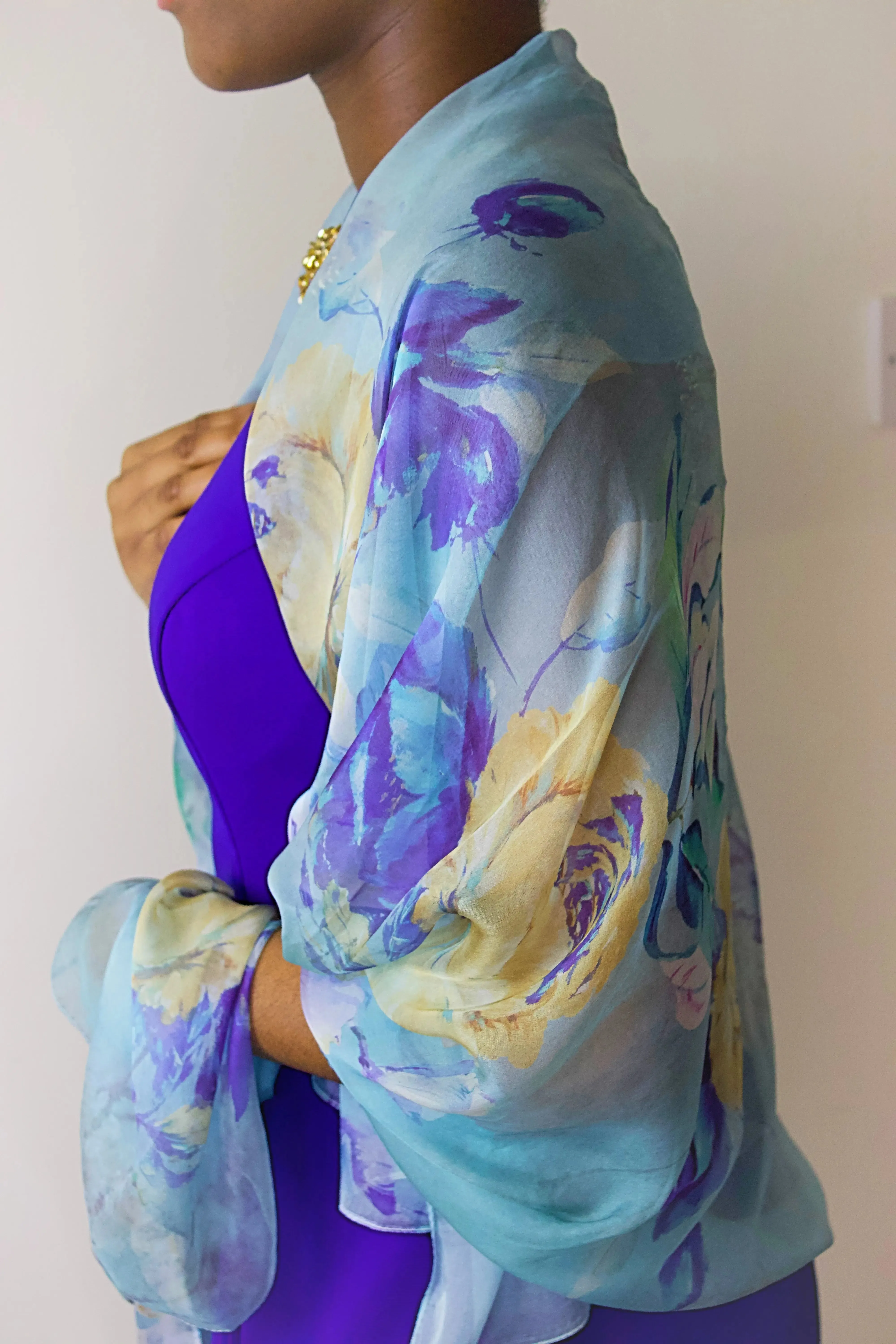 100% Pure Mulberry Silk, Sheer Rectangular Headscarves