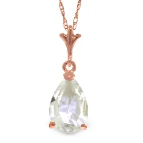 1.5 Carat 14K Solid Rose Gold Necklace Natural Rose Topaz