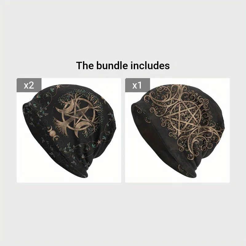 1pc Exquisite Triple Moon Triple Goddess Golden Star Windproof Thin Skullies Beanie Hat - Fashionable Skullies & Beanies for Women and Men with Unique Design and Ideal Gift Choice