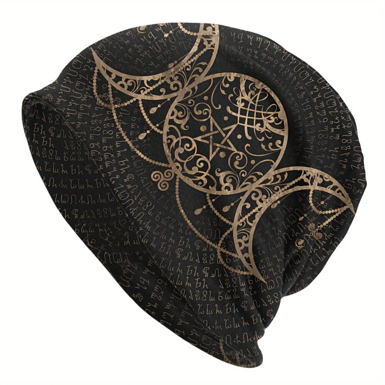 1pc Exquisite Triple Moon Triple Goddess Golden Star Windproof Thin Skullies Beanie Hat - Fashionable Skullies & Beanies for Women and Men with Unique Design and Ideal Gift Choice