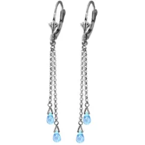 2.5 Carat 14K Solid White Gold My Destiny Blue Topaz Earrings