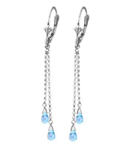 2.5 Carat 14K Solid Yellow Gold Wink Blue Topaz Briolette Earrings