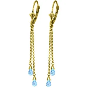 2.5 Carat 14K Solid Yellow Gold Wink Blue Topaz Briolette Earrings