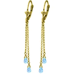 2.5 Carat 14K Solid Yellow Gold Wink Blue Topaz Briolette Earrings