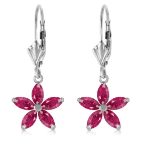 2.8 Carat 14K Solid White Gold Leverback Earrings Natural Ruby