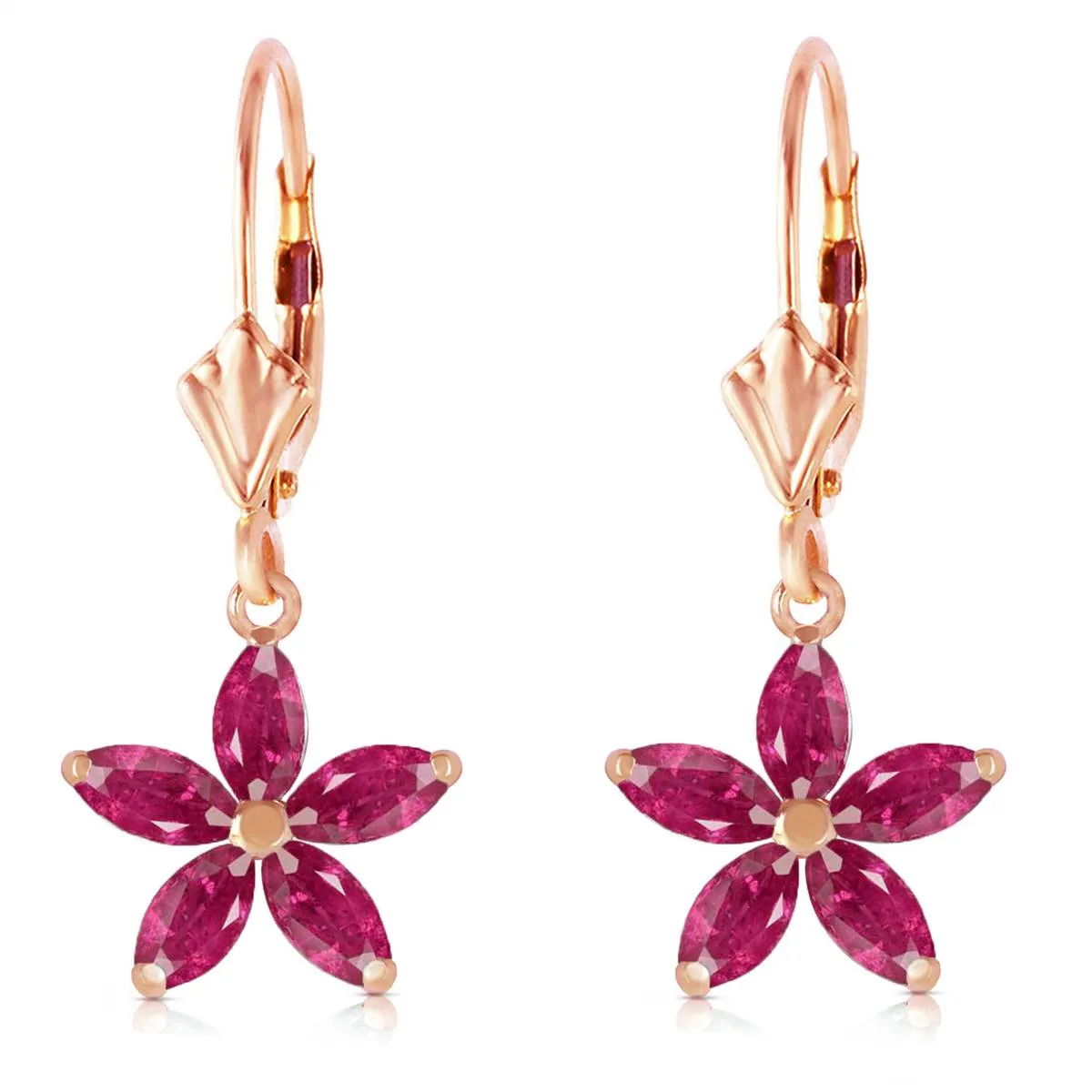 2.8 Carat 14K Solid Yellow Gold Leverback Earrings Natural Ruby