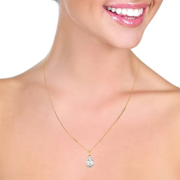 5 Carat 14K Solid Yellow Gold Necklace Natural White Topaz