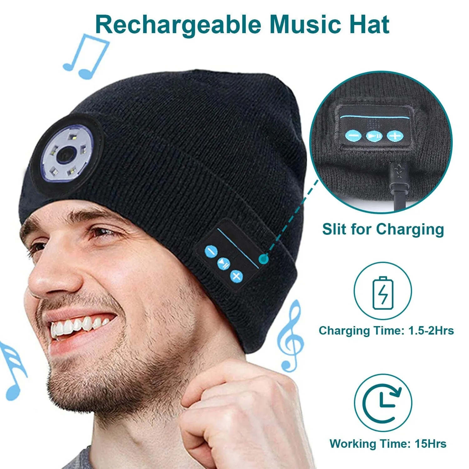 5.0 Wireless Beanie Hat with 3 Lighting Modes