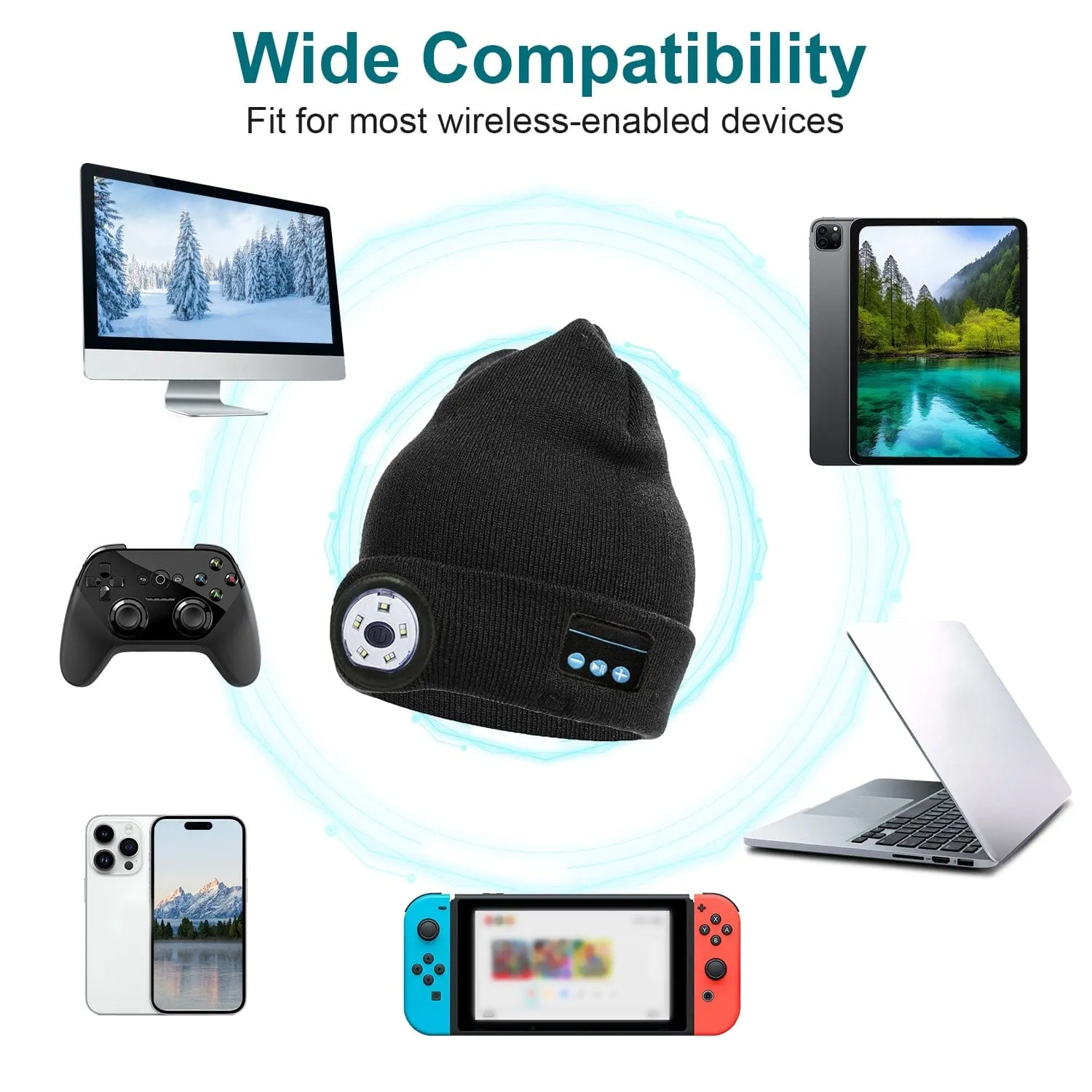 5.0 Wireless Beanie Hat with 3 Lighting Modes