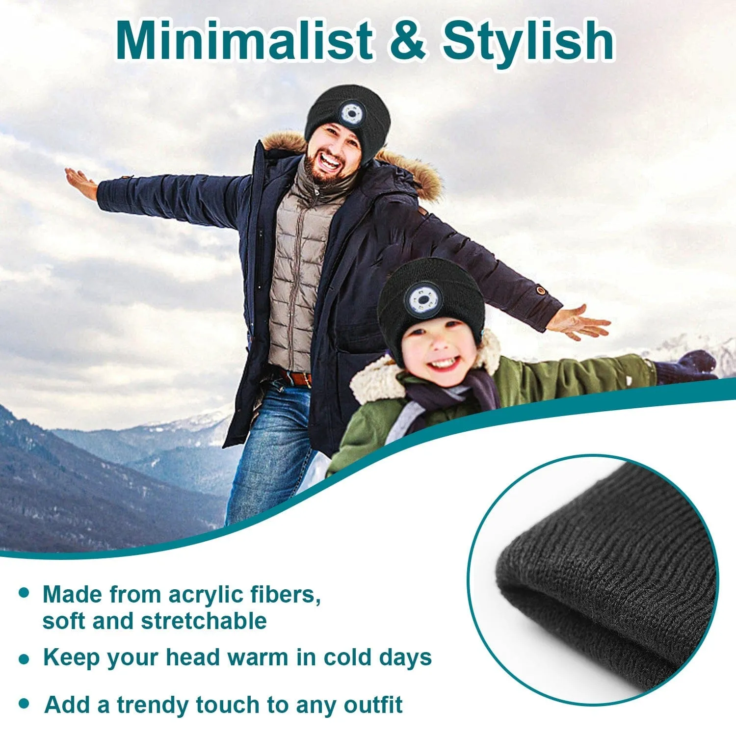 5.0 Wireless Beanie Hat with 3 Lighting Modes