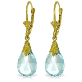 6 Carat 14K Solid Yellow Gold Sanctuary Blue Topaz Earrings