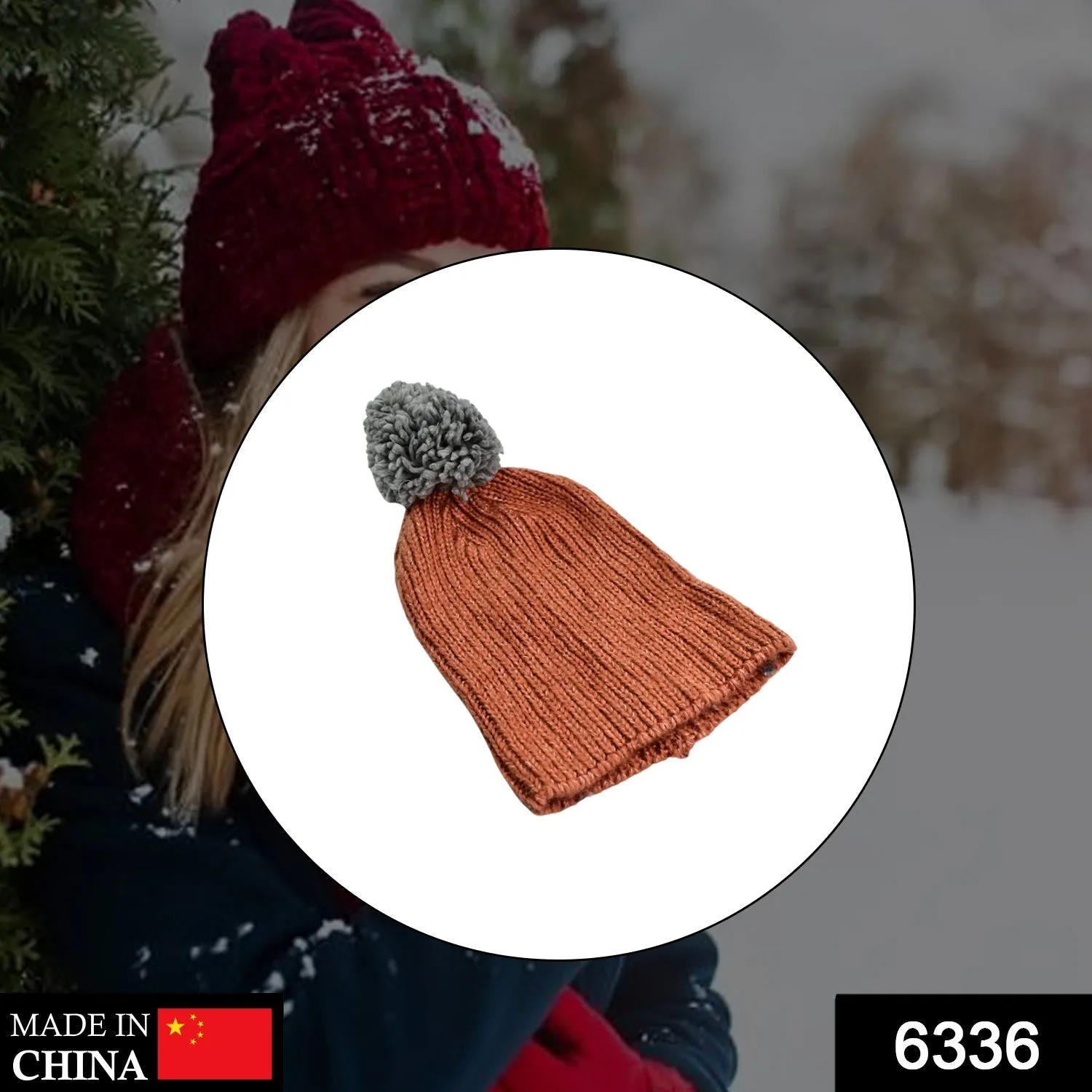 6336 Men's and Women's Skull Slouchy Winter Woolen Knitted Black Inside Fur Beanie Cap.