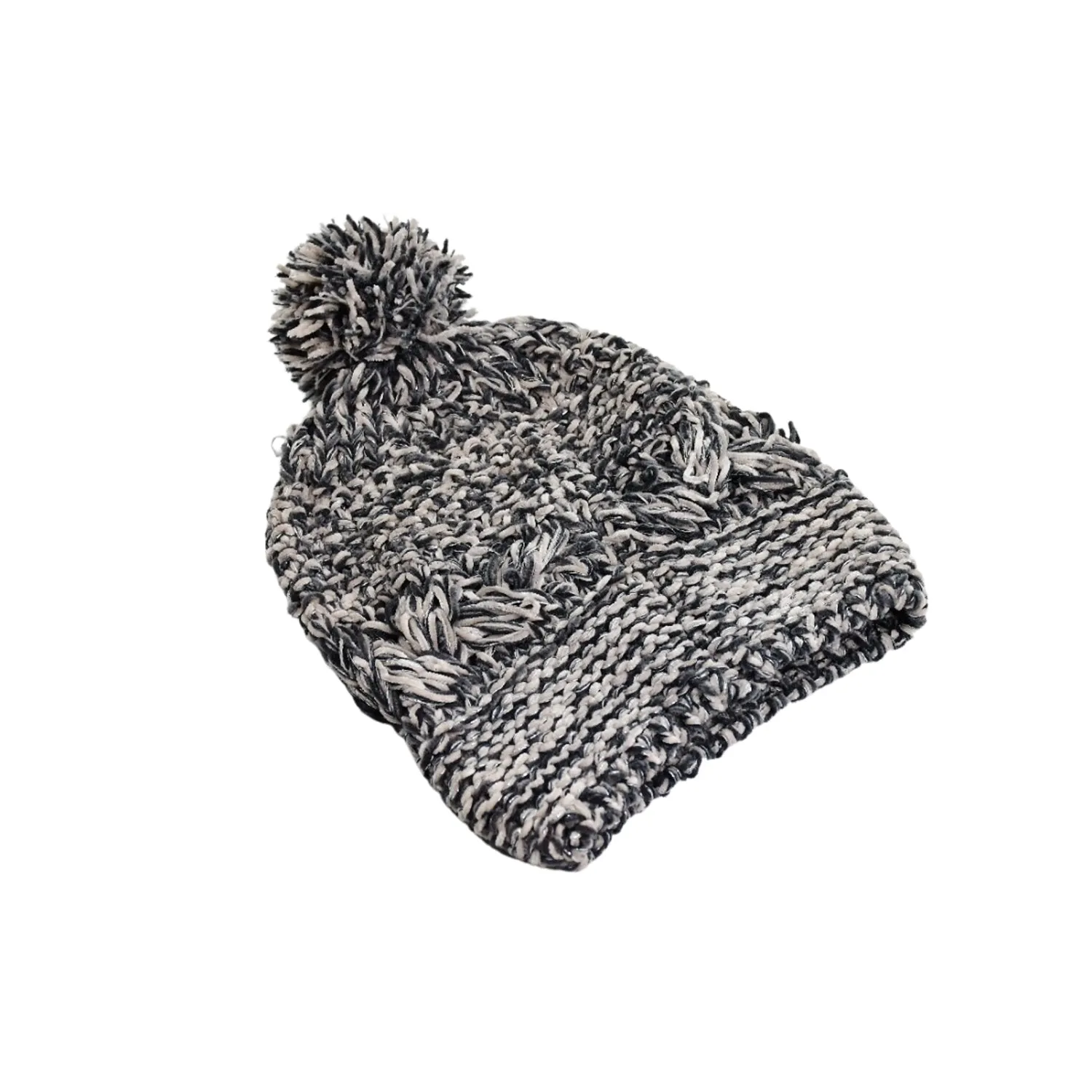 6337 Men's and Women's Skull Slouchy Winter Woolen Knitted Black Inside Fur Beanie Cap.