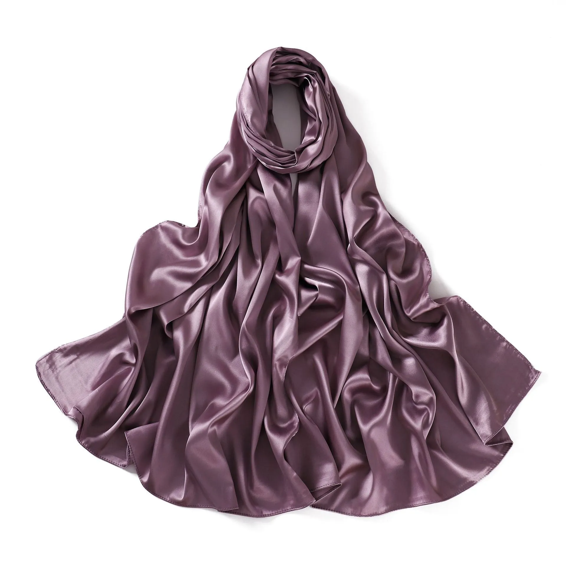 A37  Color Ding imitation silk light satin long scarf solid color scarf shawl scarf multi-purpose silk scarf