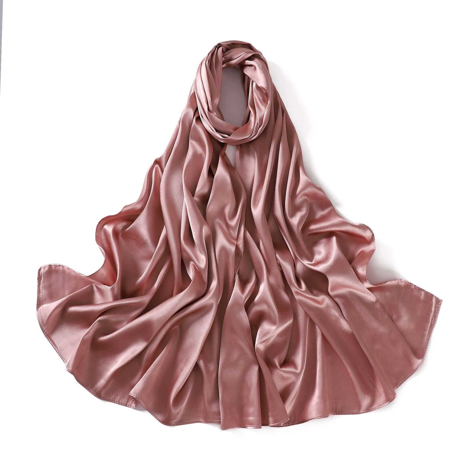 A37  Color Ding imitation silk light satin long scarf solid color scarf shawl scarf multi-purpose silk scarf