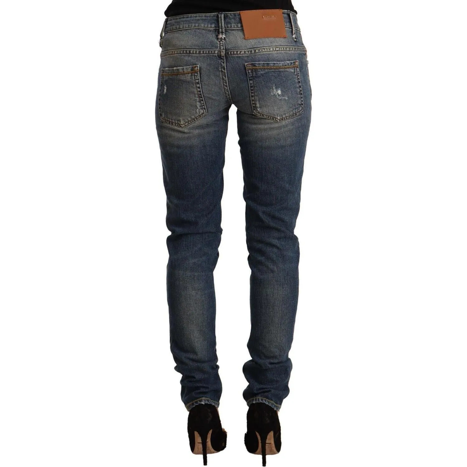 Acht Blue Washed Skinny Cotton Blend Jeans