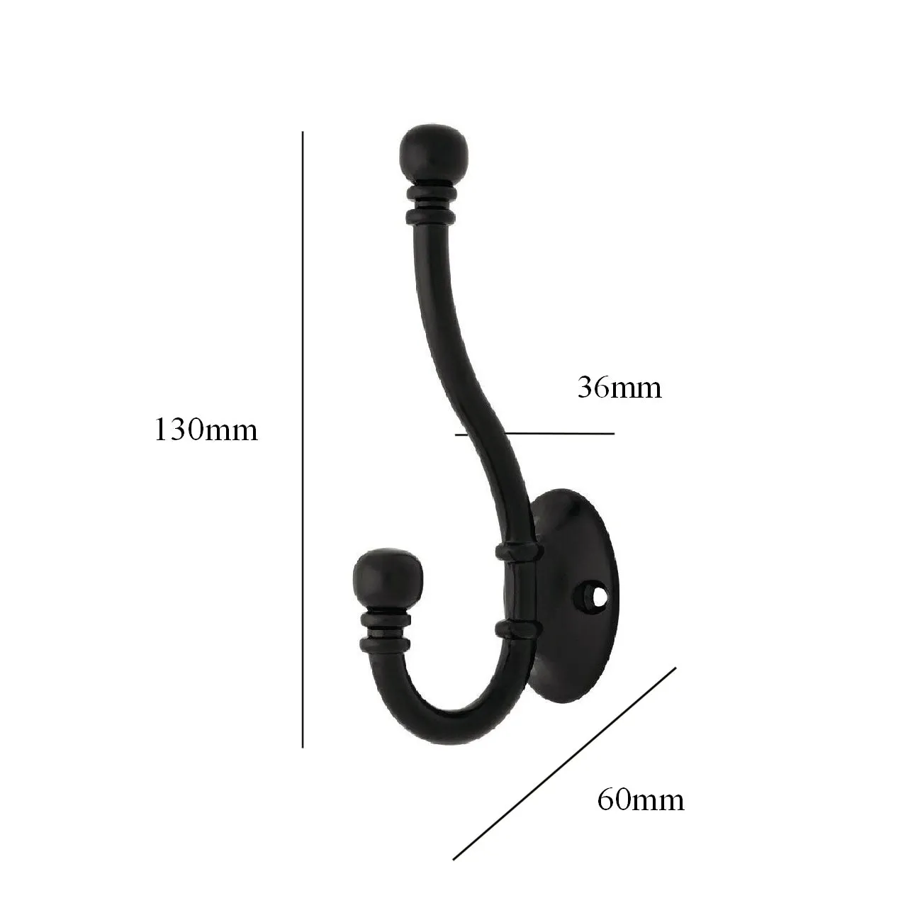 Antique Black Satin Hat and Coat Hooks