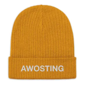 Awosting Embroidered Ribbed Knit Beanie