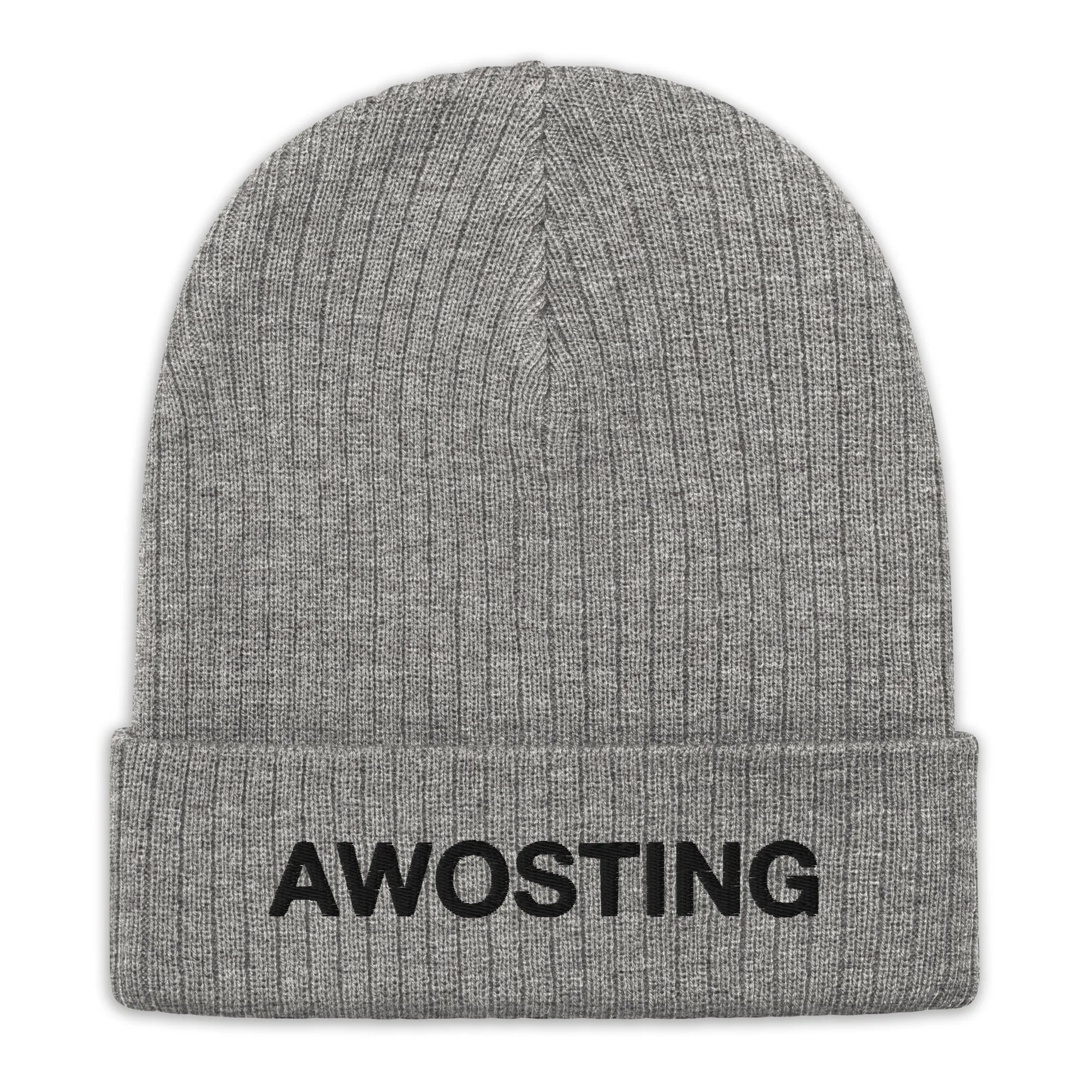 Awosting Embroidered Ribbed Knit Beanie