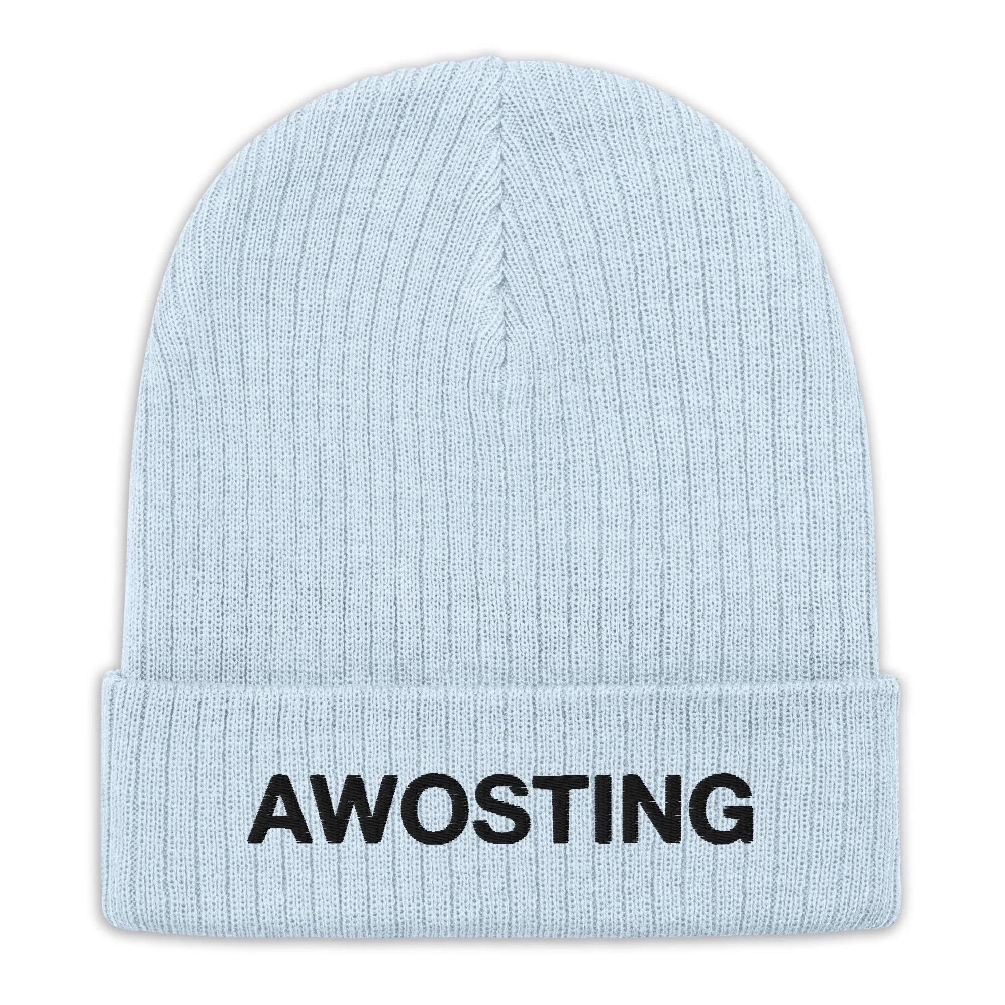 Awosting Embroidered Ribbed Knit Beanie