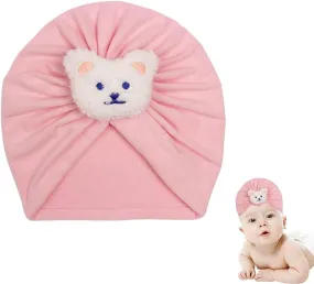 Babymoon Beanie Bear Turban Knot Boy’s Girl’s Kids New Born Baby Cap Hat Headwear 0-2 Y | Lightpink