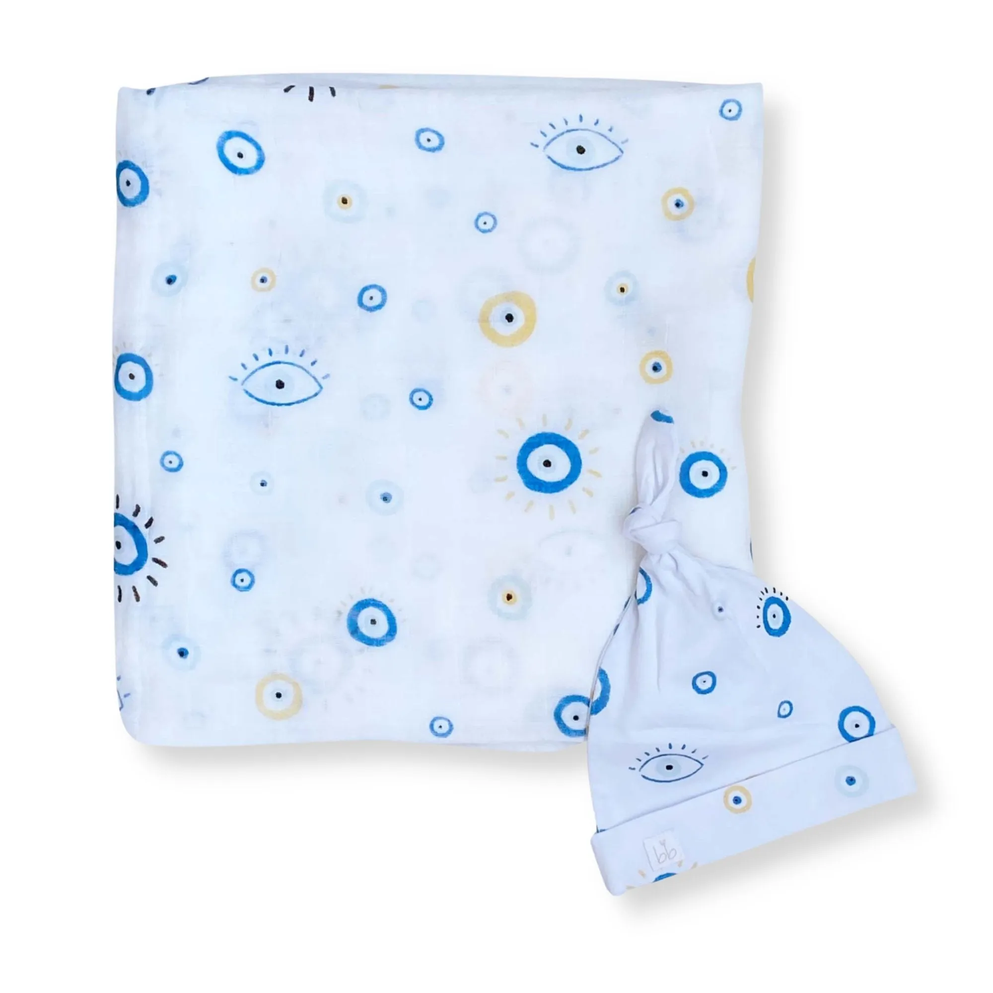 Bamboo Muslin Swaddle Blanket & Topknot Set - Baby Ballers