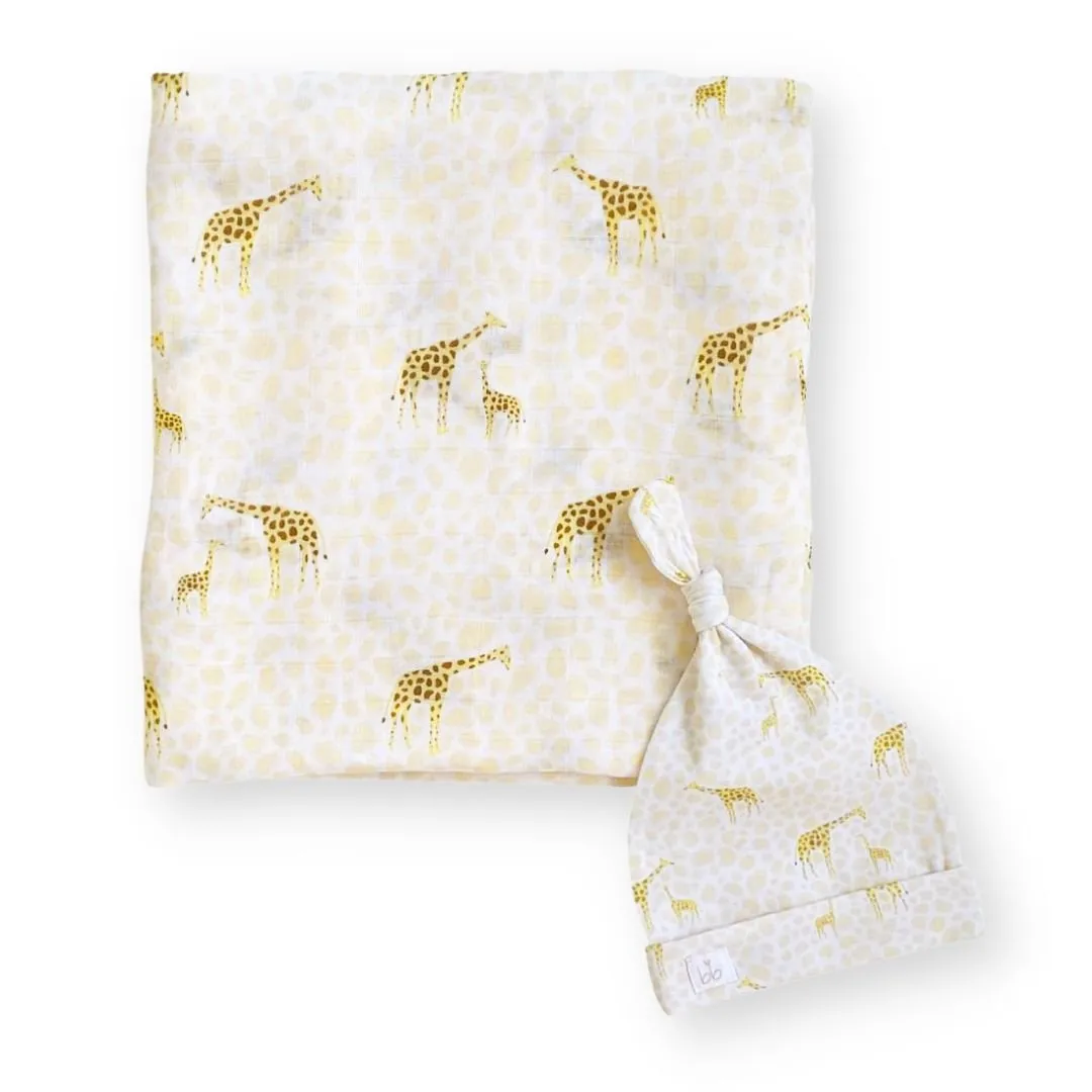 Bamboo Muslin Swaddle Blanket & Topknot Set - Baby Ballers