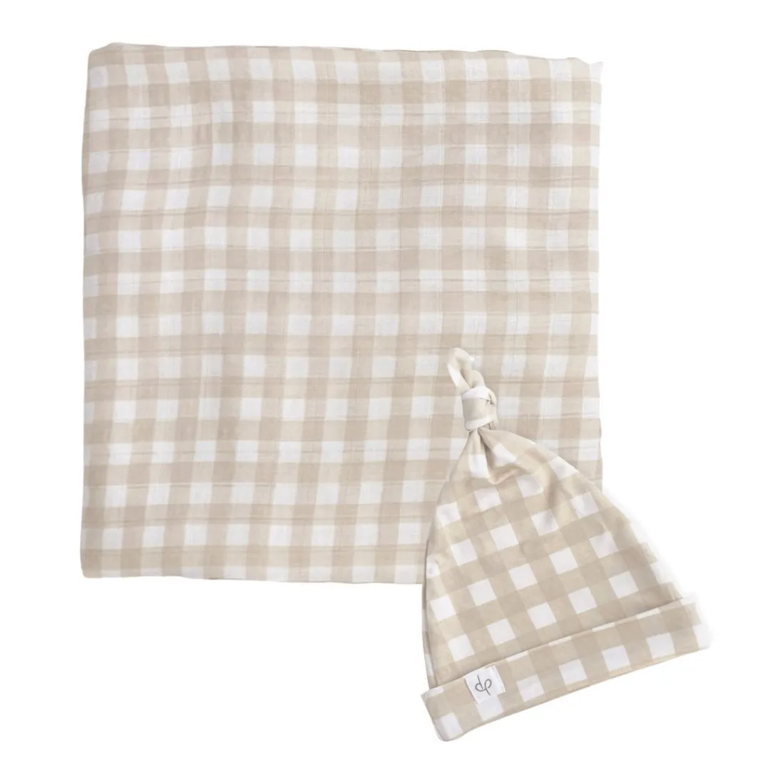 Bamboo Muslin Swaddle Blanket & Topknot Set - Baby Ballers