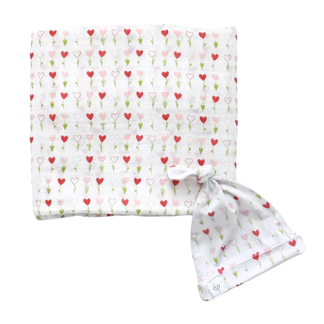 Bamboo Muslin Swaddle Blanket & Topknot Set - Baby Ballers