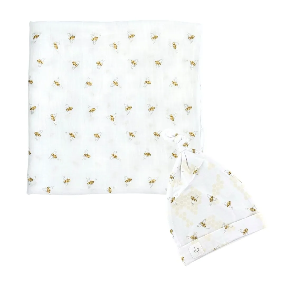 Bamboo Muslin Swaddle Blanket & Topknot Set - Baby Ballers