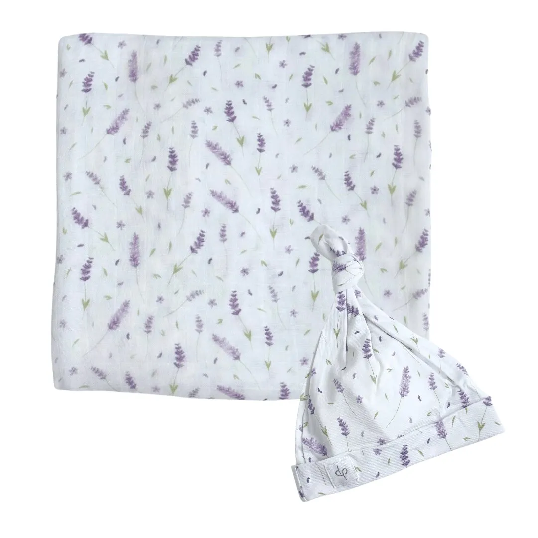 Bamboo Muslin Swaddle Blanket & Topknot Set - Butterflies