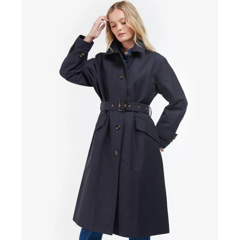 Barbour Opal Ladies Showerproof Trench - Midnight/Rosewood Tartan