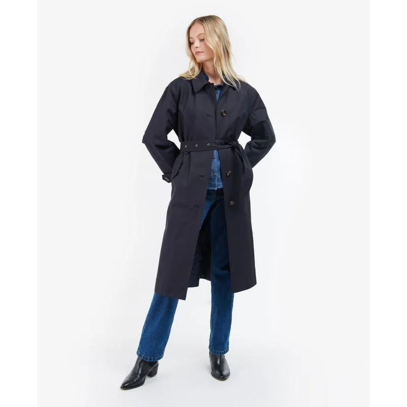 Barbour Opal Ladies Showerproof Trench - Midnight/Rosewood Tartan