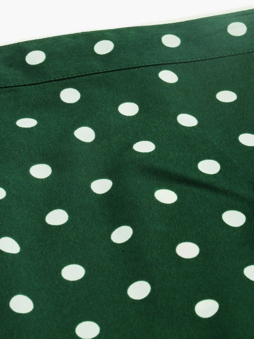 Berrylush Women Green Polka Dot Asymmetrical Hem Ruffled Wrap Skirt