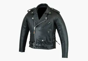 BGA Brando Patrol Style Classic Leather Motorcycle Jacket