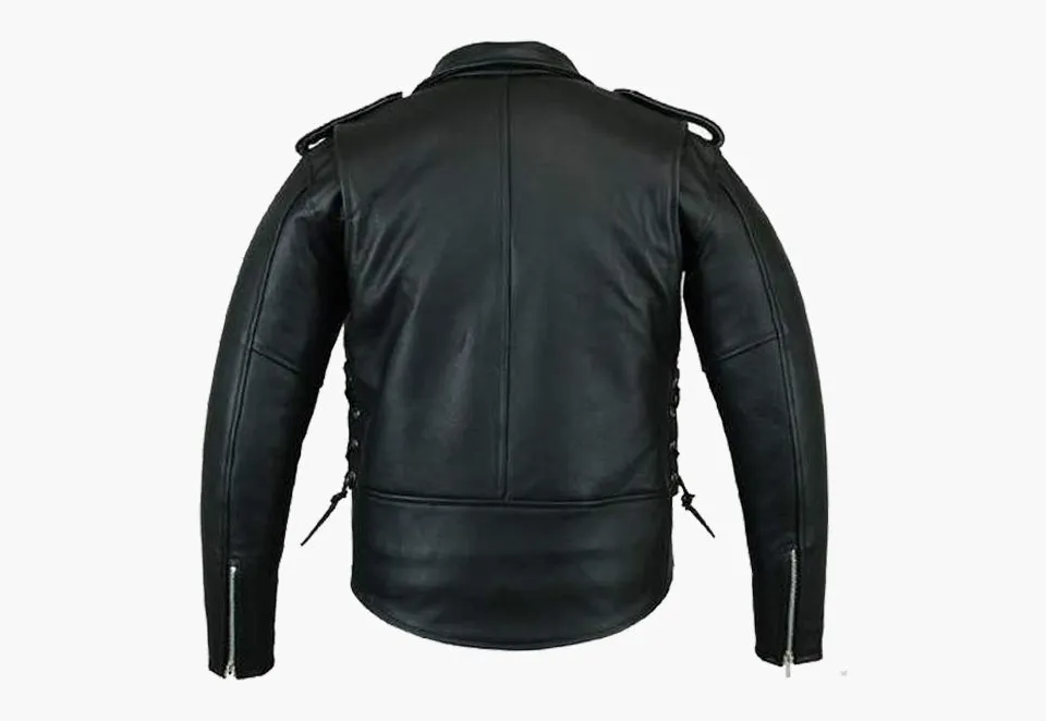 BGA Brando Patrol Style Classic Leather Motorcycle Jacket