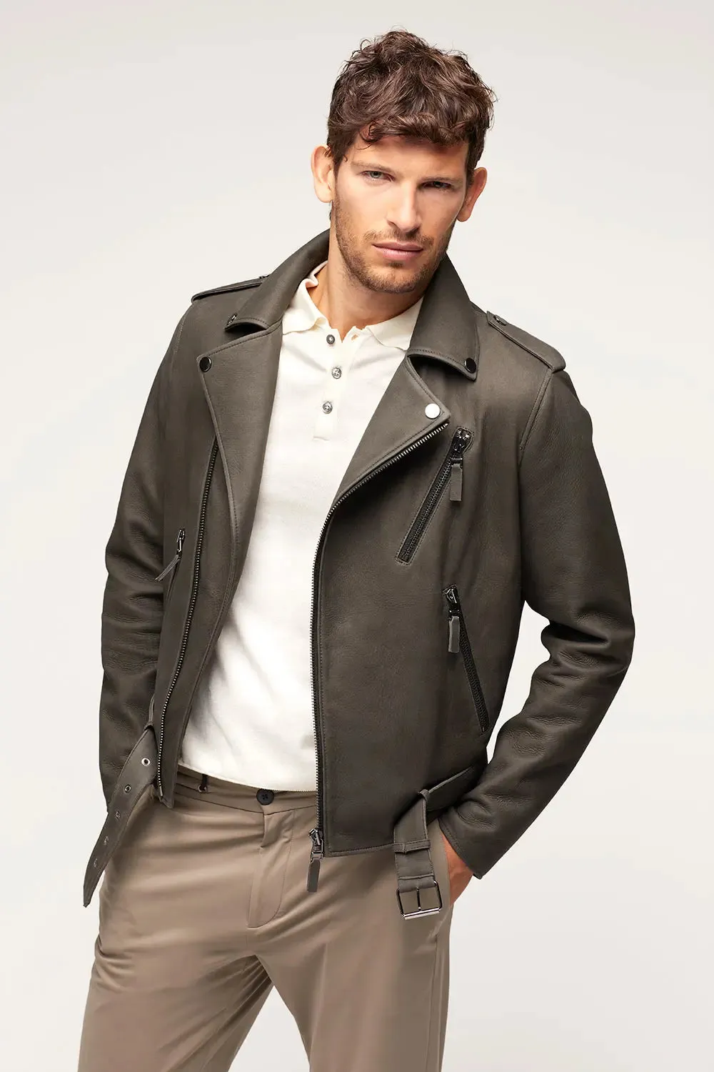 Biker leather jacket men