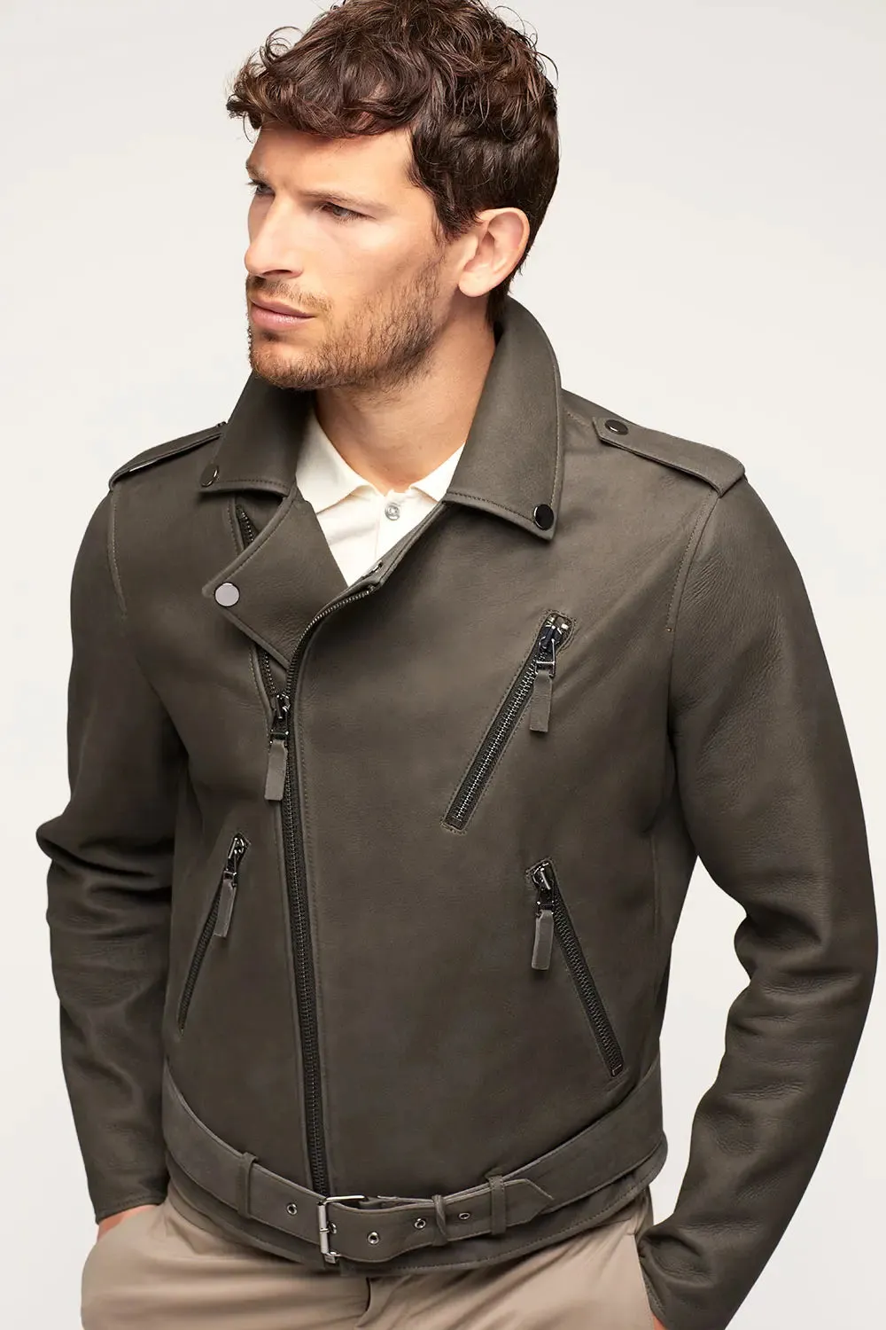 Biker leather jacket men