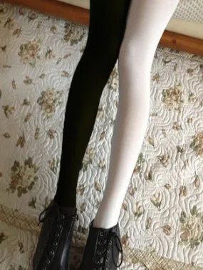 Black And White Colorblock Tights