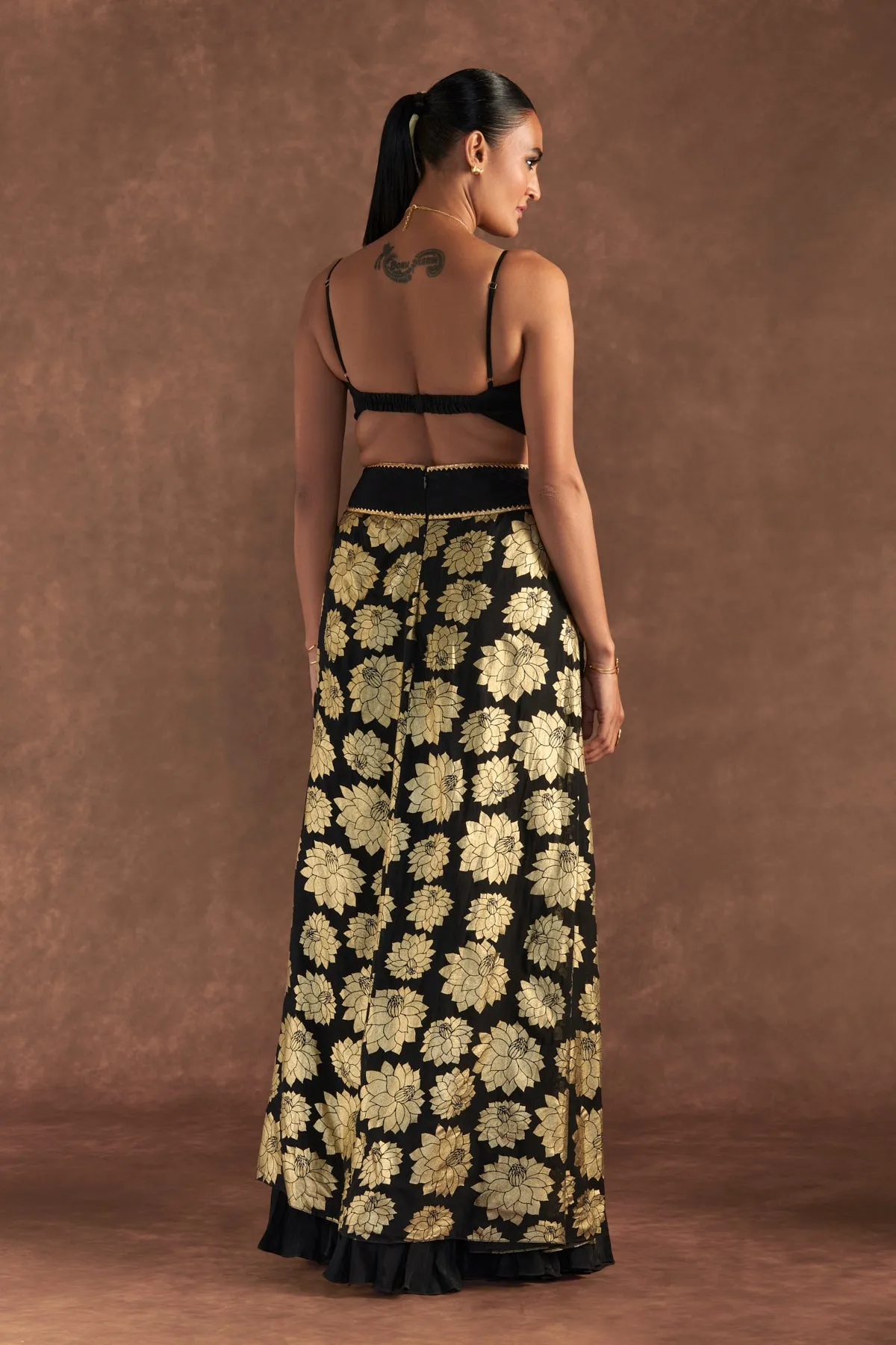 Black Berrybloom Layered Skirt Set