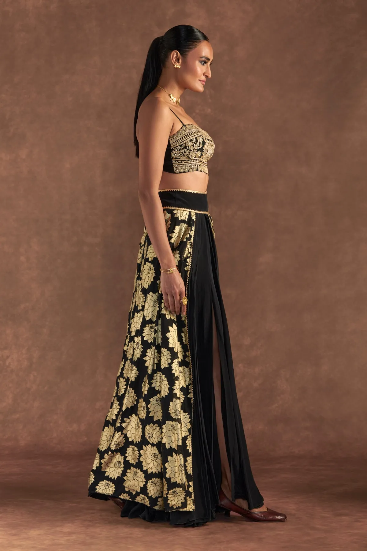 Black Berrybloom Layered Skirt Set