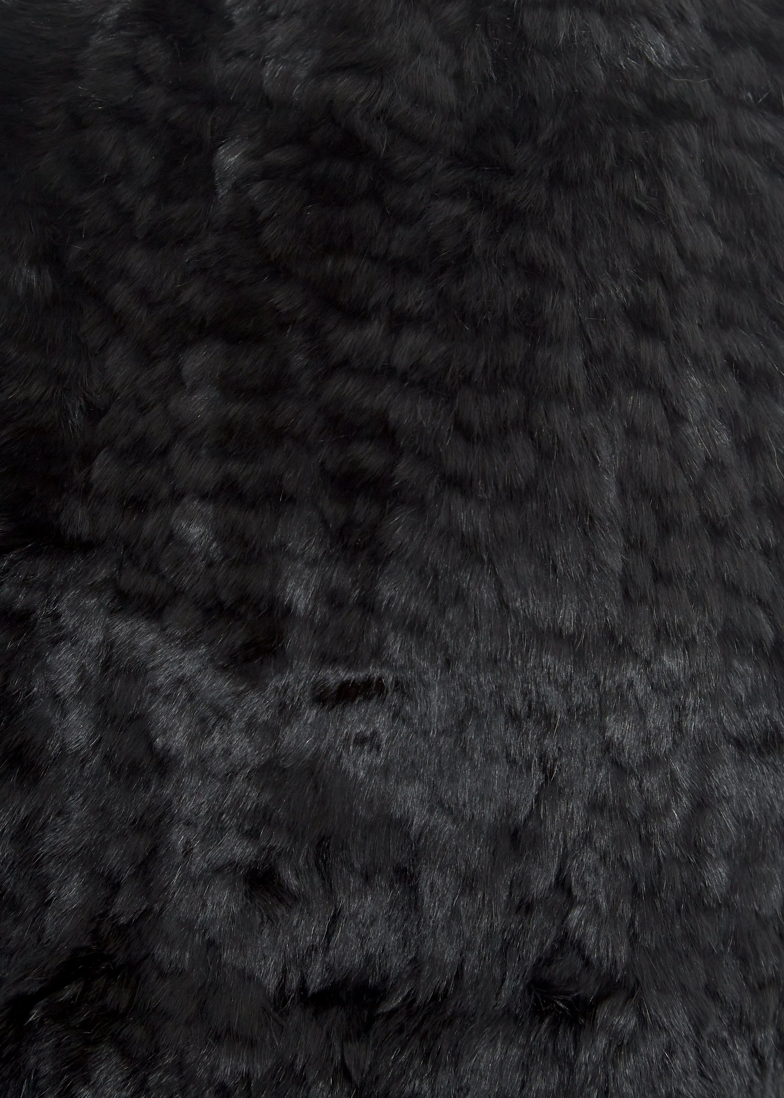 Black Knitted Rex Rabbit 'Loop' Luxury Fur Scarf