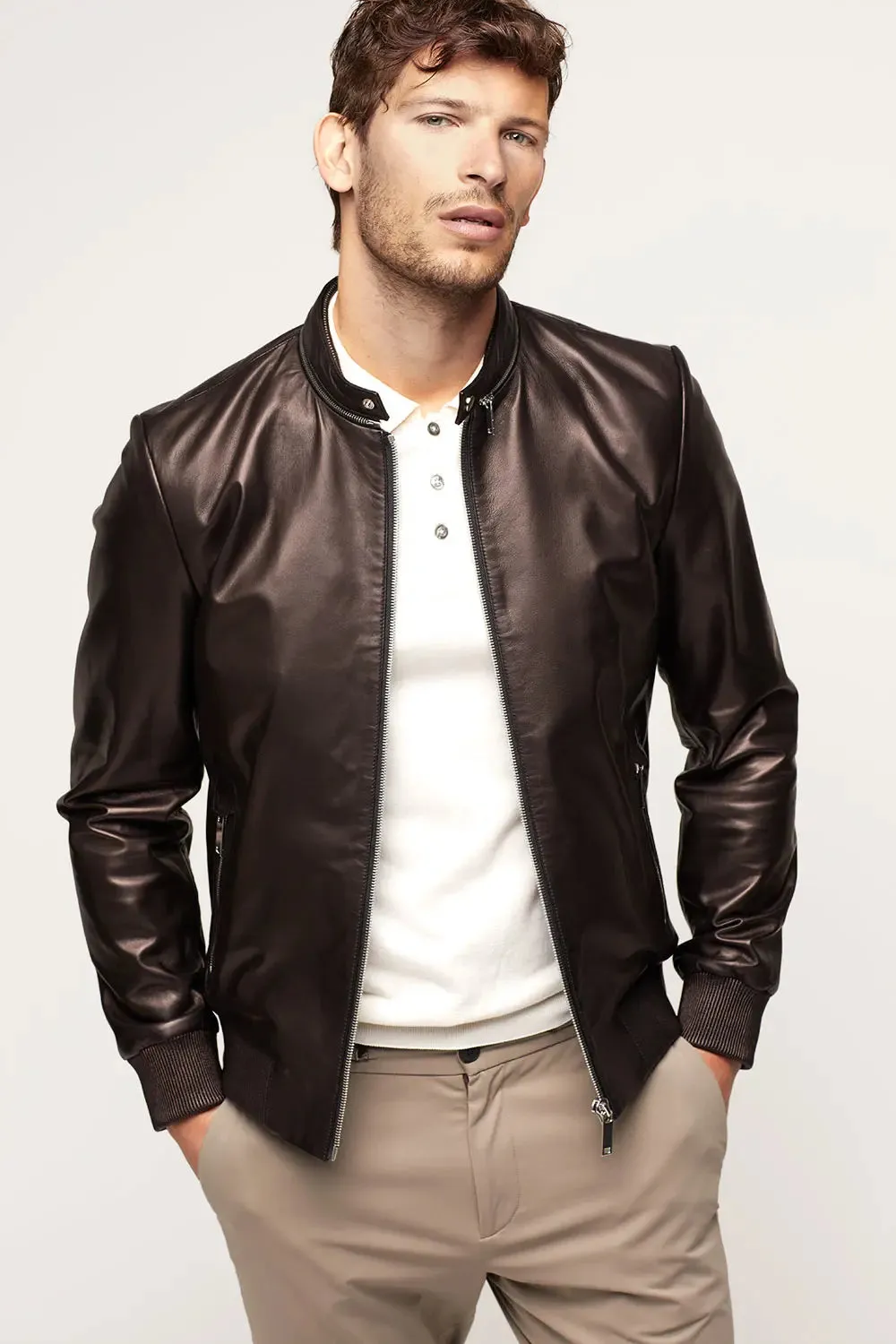 Black leather jacket for men