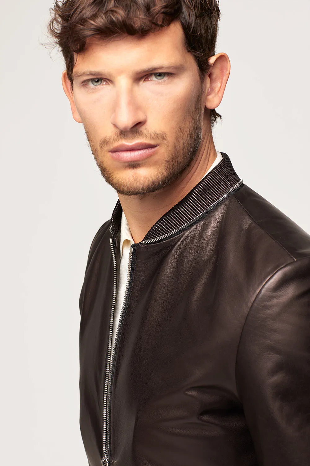 Black leather jacket for men