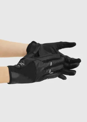 Black Leather Riding Gloves